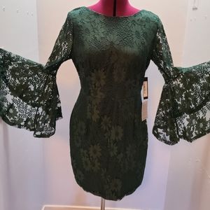 Forest Green Dress with Bell Sheelves